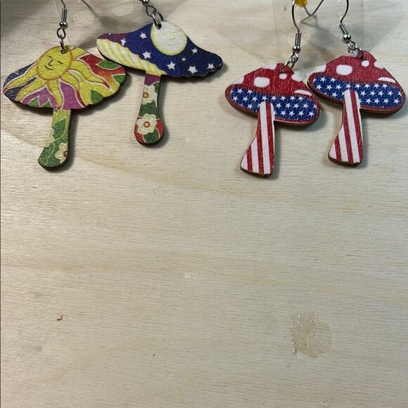 Colorful Mushroom Earrings - Picture 1 of 5
